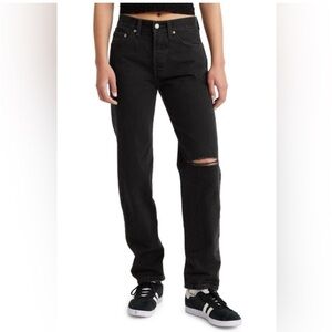 Levi’s Black High Rise Button Fly Distressed Jeans Size 27 Cotton